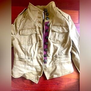 Free People green Shrunken Officer Military Cropped Jacket XS